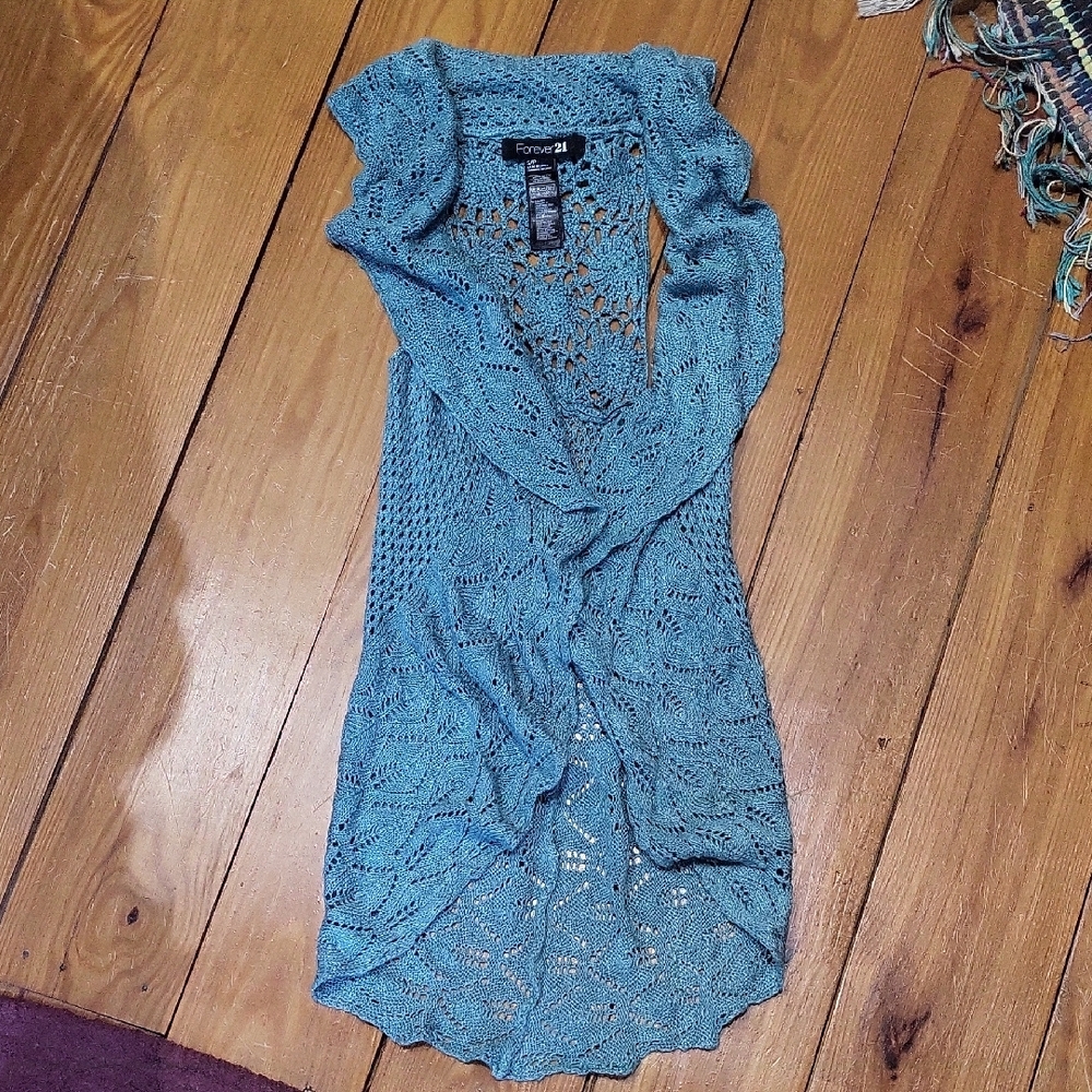 Forever 21 Teal Ruffle Sweater Vest